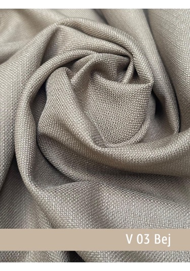 Donatti Bej Düz Keten Fon Perde 1/3 Pile Tek Kanat Bej