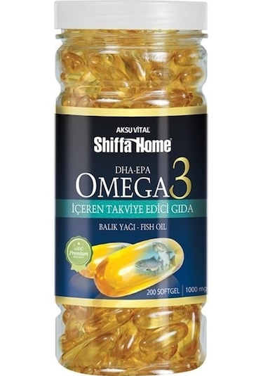 Aksu Vital Shiffa Home Omega 3 Balık Yağı 1000 MG 200 Softgel Kapsül