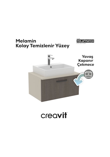 D10 Next Lavabo Dolabı Çekmeceli 65 Cm Dafne Melamin Beyaz