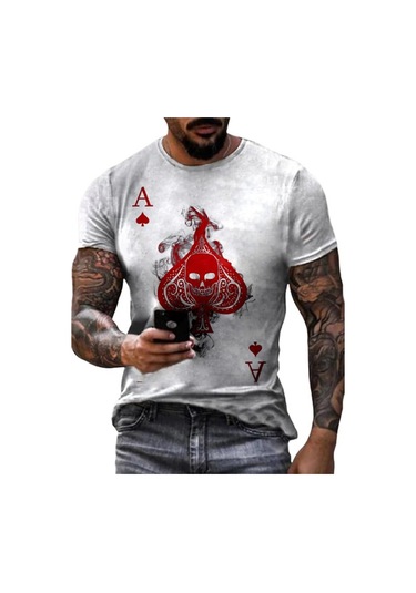 Kırmızı Yeni Yaz Erkek Moda Tişört Kişilik İskelet Bira Baskılı Erkek Tişört Üst Kırmızı