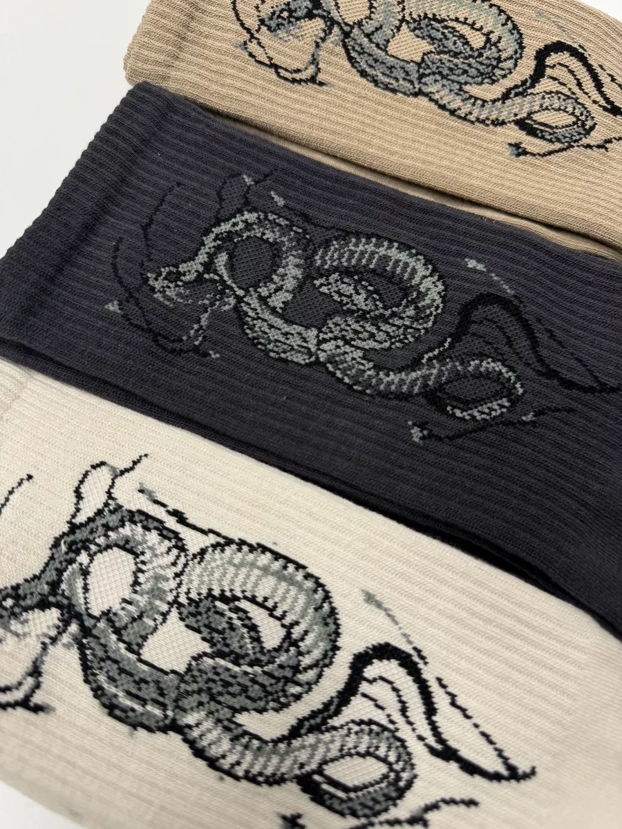 Yaelli Yılan Baskılı Uzun Çorap Seti 3 Çift 251888137 Gri