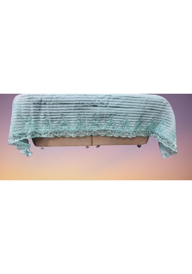 Yatak Örtüsü Zmrt Çift Kişilik Dantelli Açık Yeşil Pamuk Açık Yeşil