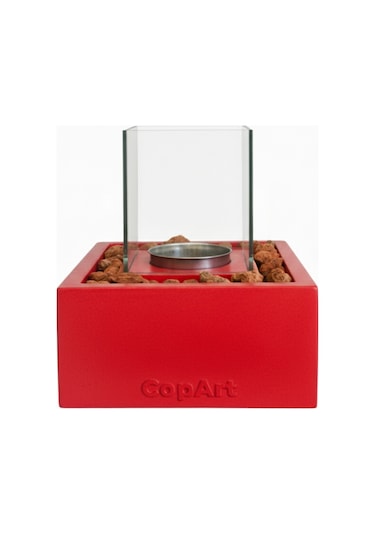 Quadrata Kırmızı Biyoetanol Masaüstü Şömine - 1 Lt Yakıt Ve Dekoratif Taş Hediye