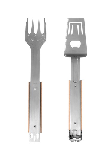 Symbee Çelik Paslanmaz Dışarıda Bbq Mangal Araçları, Ayrılamabilir Tasarım, Gofretli Kenar, Çubuk Ve Spatula, Oyuncaq, 27.8cm, Steak夹 Çok Renkli