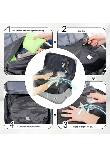 Dashanshop Siyah Vakum Sırt Çantası Pompasız Kadınlar İçin Seyahat Sıkıştırma Bavul Taşınabilir Laptop Çantası Ayarlanabilir Askılar Çok Bölmeli Altın