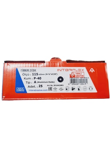Fiber Disk Zımpara Interflex V115 40 Kum - 25 Adet