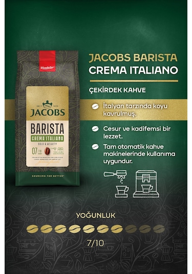 Jacobs Barista Çekirdek Kahve Avantajlı Paket 2 KG Crema Italiano 1 KG + Espresso 1 KG