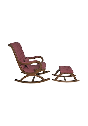 Asedia Rustik Ceviz Bordo Sallanan Sandalye Dinlenme Koltuğu