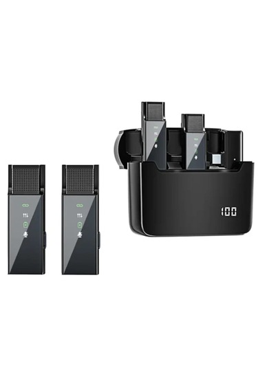 4 Mikrofonlu Iphone Ve Type-c Uyumlu Kablosuz Yaka Mikrofonu Şarj