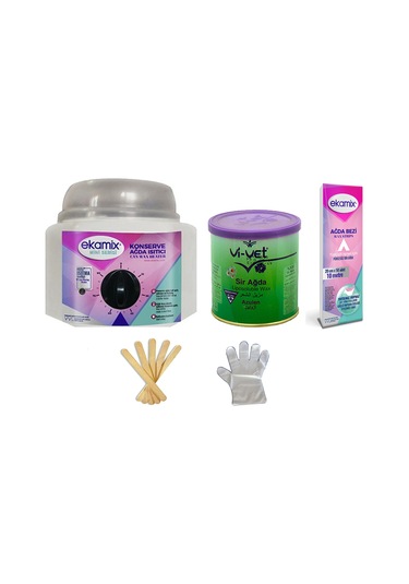 Ekamix Konserve Ağda Makinesi + Vivet Azulen Ağda 240 ML + Bez 10 M