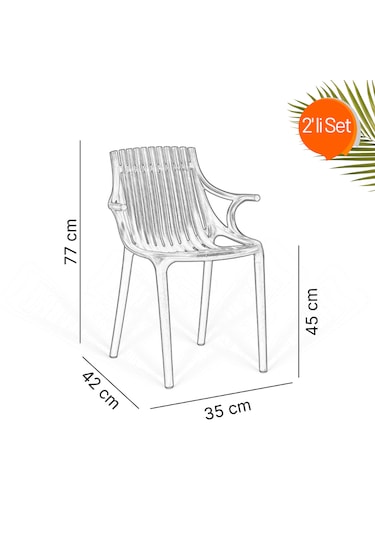 Monaco Lüks Cafe Ve Balkon Sandalyesi 2'li Set Siyah