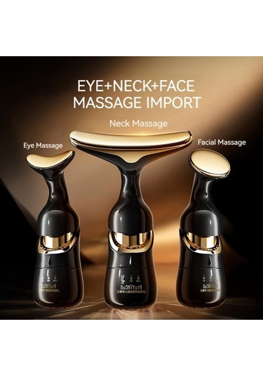 Springsun 3'ü 1 Arada Elektrikli Yüz Masaj Aleti 3 Yedek Başlıklı Yüz Kremi Girişi Boyun Yüz Göz Yüz Sıkılaştırıcı Arada Elektrikli Yüz Masaj Aleti 3'ü 1 Arada Siyah Siyah