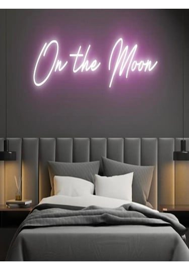 Twins Led On The Moon Yazılı Neon Tabela Pembe Model:model:17153366 Pembe