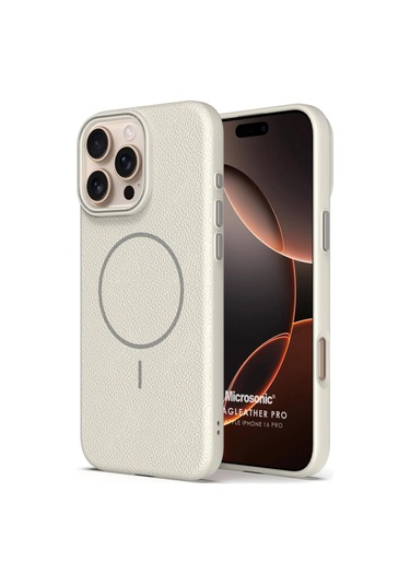 Microsonic İphone Uyumlu 16 Pro Kılıf Magleather Pro Bej -