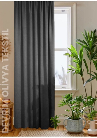 Shy Tekstil Lüks 1. Sınıf Düz Dikim Antrasit Ada Fon Perde - En X Yükseklik Ölçülerinde Şık Ve Modern Tasarım Antrasit