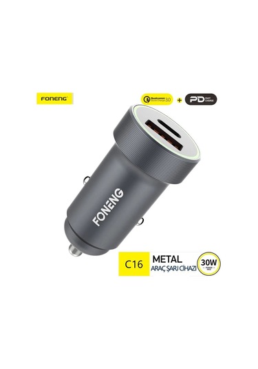 Foneng C16 30w Type-c + Usb Araç İçi Şarj Adaptörü -
