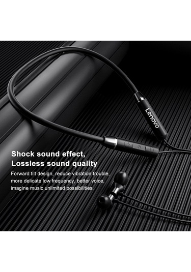 Kangvka Lenovo He05 Kablosuz Spor Bluetooth Kulaklık - Boyun Askılı, Koşu İçin Uygun, Siyah