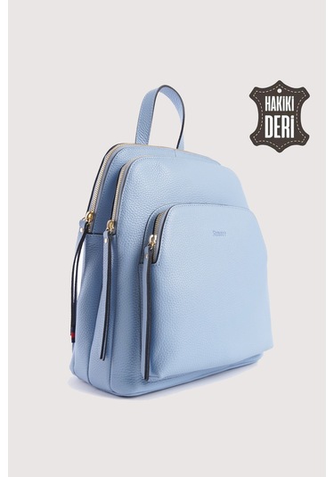 Hakiki Deri Kadın Sırt Çantası Açık Mavi Smr9209 Açık Mavi