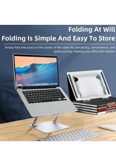 Ebitda Kaliteli Alüminyum Masaüstü Dizüstü Bilgisayar Braketi - Katlanabilir, 17,3 İnç, Gri