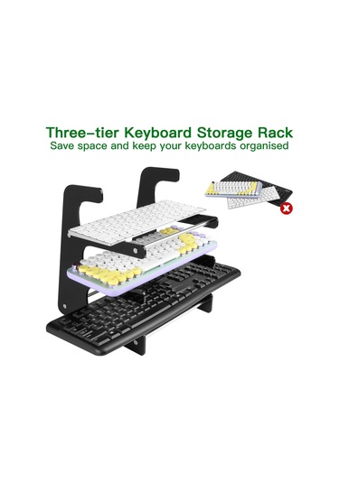 Sones Akrilik Klavye Saklama Braketi Üç Katmanlı Klavye Ekran Standı Siyah