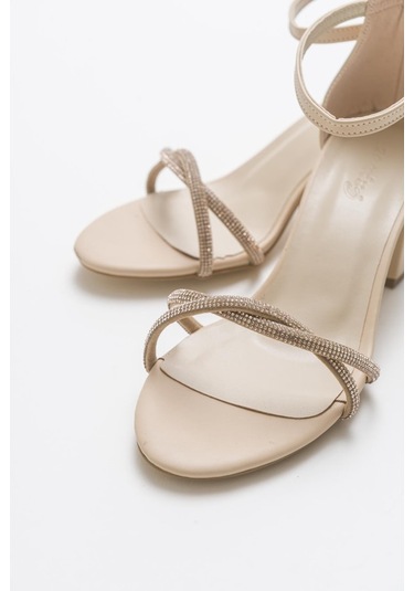 Topuklu Büyük Numara Bayan Taslı Tek Bant Abiye  Ayakkabı