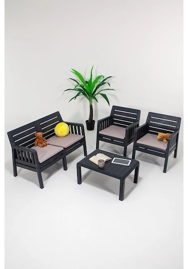 Silva Minderli 2+1+1+s Antrasit Balkon&bahçe&teras Takımı Antasit