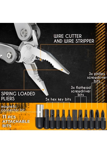 Çok Amaçlı 24'ü 1 Arada Cep Taşınabilir Açık Pense Çakısı Ağır