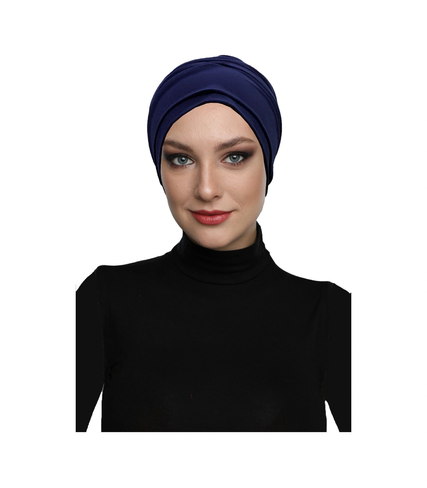 Çift Katlı Astarlı Lacivert Hazır Türban Tesettür Dış Ve Havuz Bonesi Lacivert