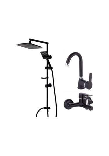 Siyah Banyo Seti - Duş Robotu, Banyo Bataryası, Lavabo Bataryası Siyah