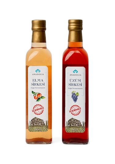Anadolia Doğal Fermantasyon Elma Sirkesi + Üzüm Sirkesi 2 x 500 ML