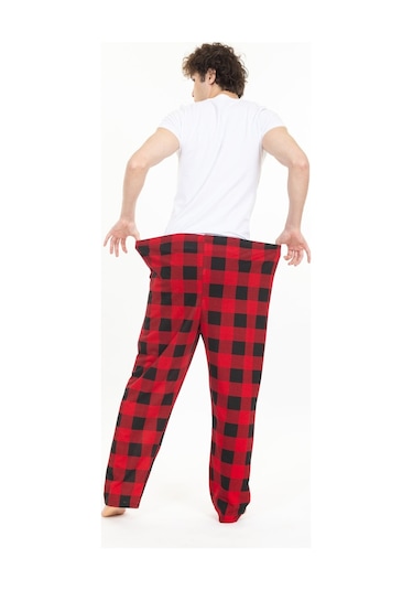 Büyük Beden Erkek Pijama Altı Cepli Fermuarlı Blr-08- 1005 Kırmızı