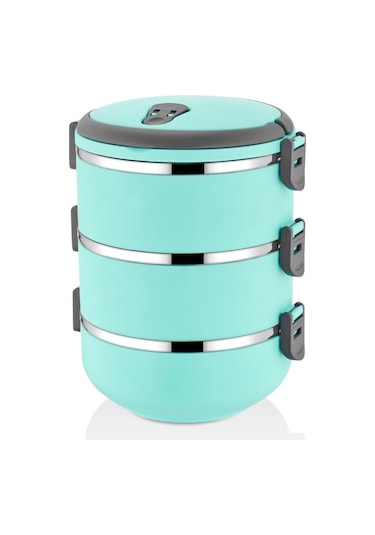 Mobgift Freshbox 3 Katlı Sefer Tası Yemek Termosu Turkuaz N1125172