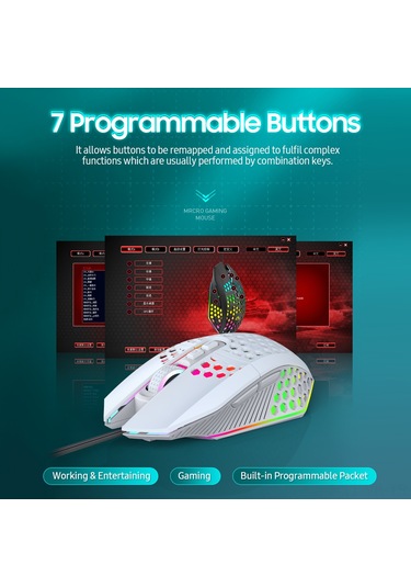 X801 Kablolu Rgb Oyun Faresi, 7 Programlanabilir Düğme, Masaüstüne Dönüş Düğmesi, 6 Ayarlanabilir Dpı Seviyesi, 7 Aydınlatma Modu, Siyah X801