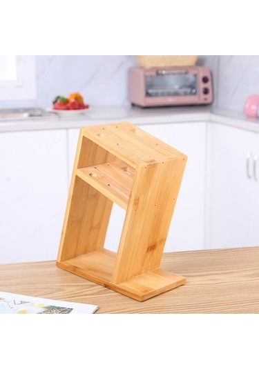 Dancemonkey Mutfak Çok Fonksiyonlu Bıçak Depolama Rafı+kancası Ahşap