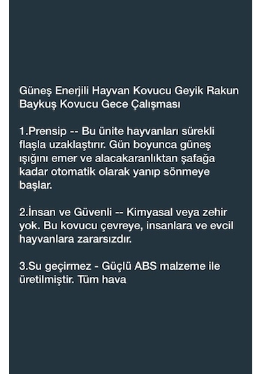 Güneş Enerjili Hayvan Kovucu Cihaz Siyah