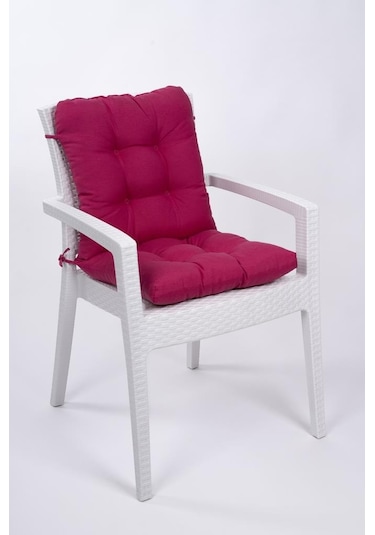 Altınpamuk Neva Pofidik Arkalıklı Özel Dikişli Bağcıklı Sandalye Minderi 44x94 CM Fuşya