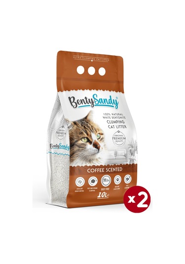 Benty Sandy Kahve Kokulu İnce Topaklaşan Bentonit Kedi Kumu 2 x 10 L