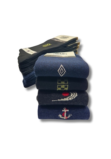 Hitit Socks Erkek Mevsimlik Desenli Soket Çorap 12'li Çok Renkli