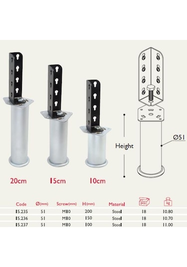 Gürçayhirdavat Köşebentli Karyola Yatak Baza Ayağı