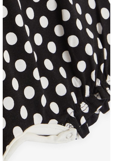 Breeze Kız Bebek Kısa Tulum Puantiyeli Fiyonklu 4 Ay-1.5 Yaş, Siyah-Siyah