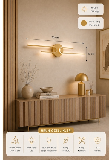 Mino Modern Led Duvar Apliği Günışığı Eskitme
