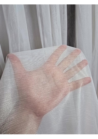 Vakkorama Simli Kumaşlı Kalın Tül Perde Ekru 1 E 3 Pileli Et4030sımlı
