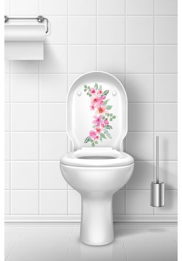 Soft Renkli Güller Klozet Kapağı ve Banyo Sticker Seti