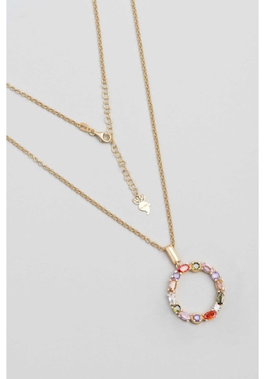 So Chic O Harfi Günışığı Renkli 18 Ayar Sarı Altın Kaplama Gümüş Kolye