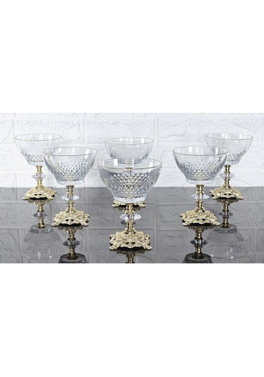 Paşabahçe Serisi Infınıty Kase & Magnolıa Kase & Dondurmalık & Şekerlik Kare Gold Döküm Ayaklı Naturel