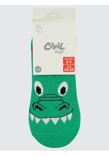Civil Boys Erkek Çocuk 3'lü Babet Çorap 2-12 Yaş Kırmızı Kırmızı