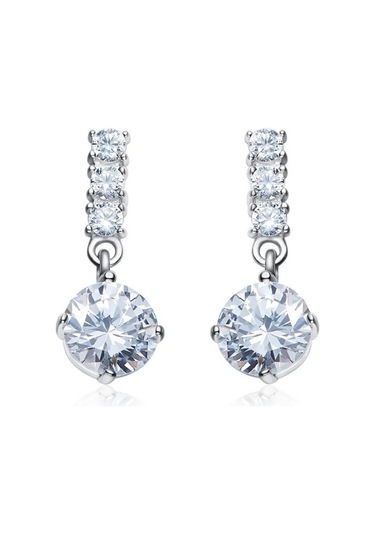 Monemel Kristal Taşlı Sallantılı Küpe Altın Kaplama E02307 Gümüş