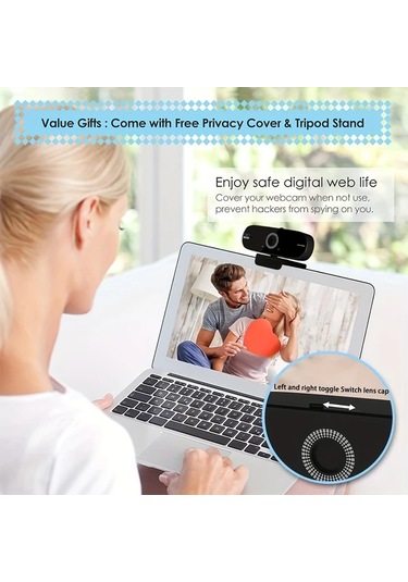 Xuweiwei 4k Computer Webcam Otofokus Gürültü Önleyici Mikrofon Işık Düzeltme Usb Plug-and-play Pri Vacy Kapağı