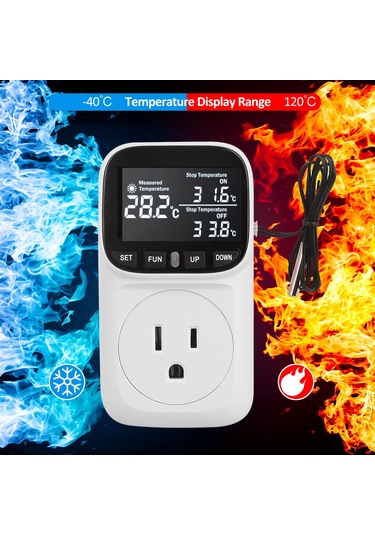 Fosenze Tc02 Akıllı Sıcaklık Kontrol Cihazı, Dijital Ekran, Dokunmatik Panel, Soğutma/ısıtma, 110v 15a, Abd Standardı, Siyah+beyaz