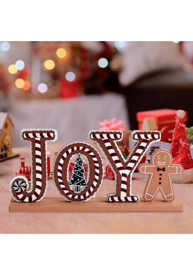 Suntek Yılbaşı Ahşap Masa Dekorasyonu Tatil 28x5x13cm-sevinç